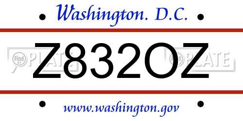 Z832OZ District Of Columbia License Plate