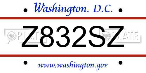 Z832SZ District Of Columbia License Plate