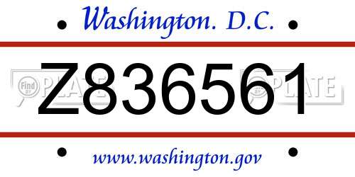 Z836561 District Of Columbia License Plate
