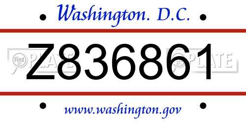 Z836861 District Of Columbia License Plate
