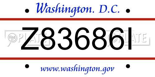 Z83686I District Of Columbia License Plate