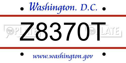Z8370T District Of Columbia License Plate