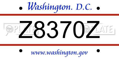 Z8370Z District Of Columbia License Plate