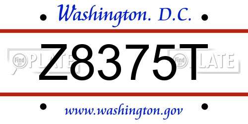 Z8375T District Of Columbia License Plate