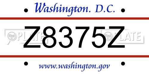 Z8375Z District Of Columbia License Plate