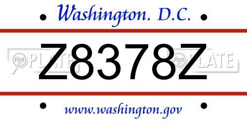 Z8378Z District Of Columbia License Plate