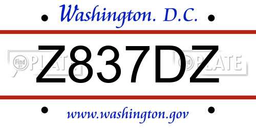 Z837DZ District Of Columbia License Plate