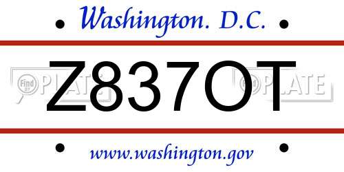 Z837OT District Of Columbia License Plate