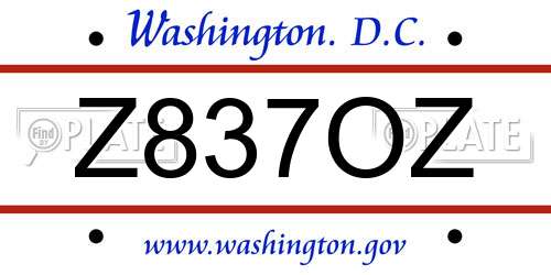 Z837OZ District Of Columbia License Plate