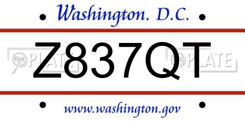 Z837QT District Of Columbia License Plate