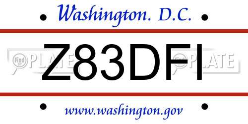 Z83DFI District Of Columbia License Plate