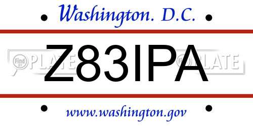 Z83IPA District Of Columbia License Plate