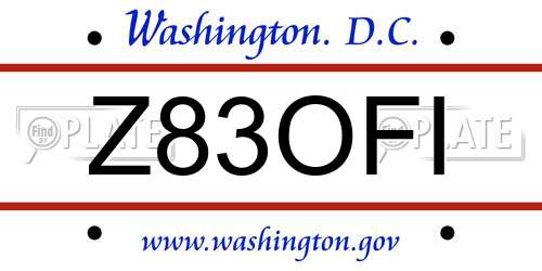 Z83OFI District Of Columbia License Plate