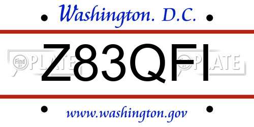 Z83QFI District Of Columbia License Plate