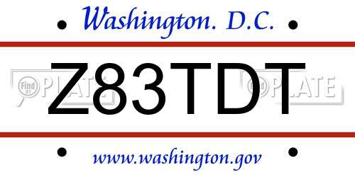Z83TDT District Of Columbia License Plate