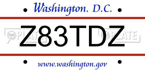 Z83TDZ District Of Columbia License Plate