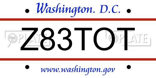 Z83TOT District Of Columbia License Plate