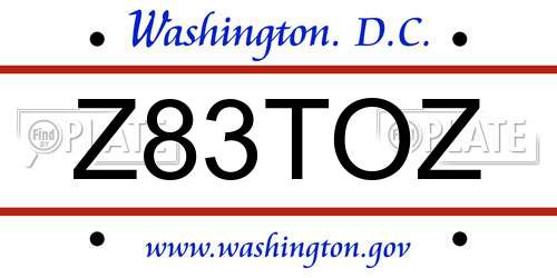Z83TOZ District Of Columbia License Plate