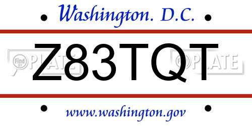 Z83TQT District Of Columbia License Plate