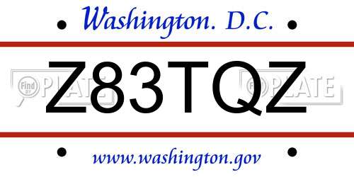 Z83TQZ District Of Columbia License Plate