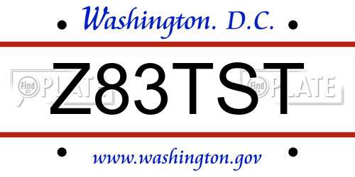 Z83TST District Of Columbia License Plate