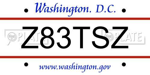 Z83TSZ District Of Columbia License Plate
