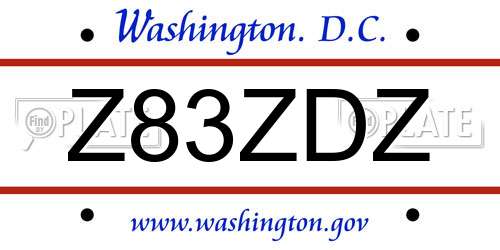 Z83ZDZ District Of Columbia License Plate