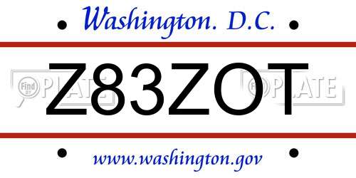 Z83ZOT District Of Columbia License Plate