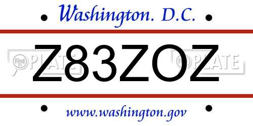 Z83ZOZ District Of Columbia License Plate