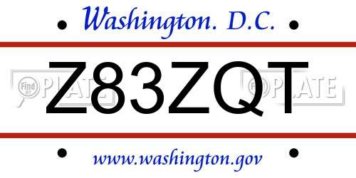 Z83ZQT District Of Columbia License Plate