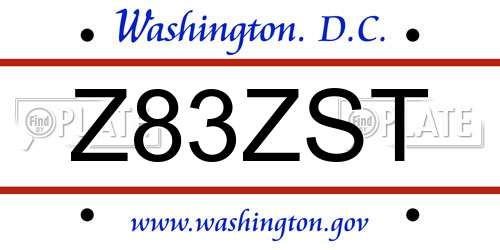 Z83ZST District Of Columbia License Plate