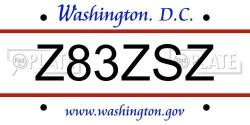 Z83ZSZ District Of Columbia License Plate