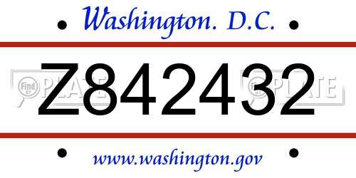 Z842432 District Of Columbia License Plate