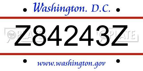 Z84243Z District Of Columbia License Plate