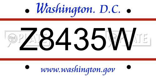 Z8435W District Of Columbia License Plate