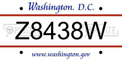 Z8438W District Of Columbia License Plate