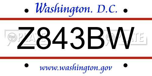 Z843BW District Of Columbia License Plate