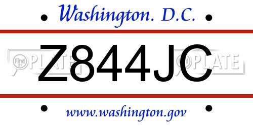 Z844JC District Of Columbia License Plate