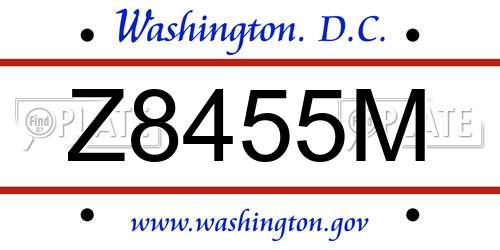 Z8455M District Of Columbia License Plate