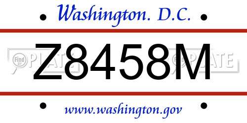 Z8458M District Of Columbia License Plate