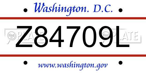 Z84709L District Of Columbia License Plate