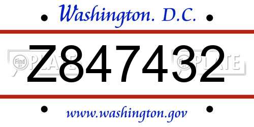 Z847432 District Of Columbia License Plate
