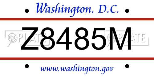 Z8485M District Of Columbia License Plate
