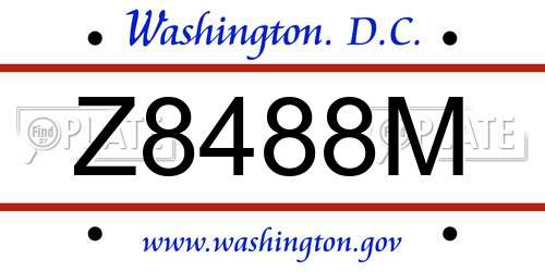 Z8488M District Of Columbia License Plate