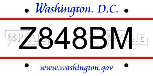 Z848BM District Of Columbia License Plate