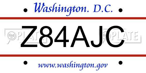 Z84AJC District Of Columbia License Plate