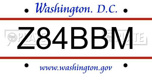 Z84BBM District Of Columbia License Plate