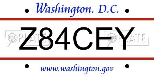 Z84CEY District Of Columbia License Plate