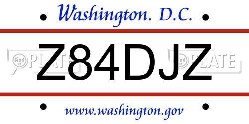 Z84DJZ District Of Columbia License Plate