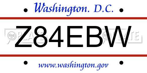 Z84EBW District Of Columbia License Plate